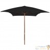 Grand Parasol Rectangle 300 X 200 X 250 cm Noir. Poteau en bois. Raffinement et Ombre Terrasse et Jardin