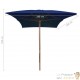 Grand Parasol Rectangle 300 X 200 X 250 cm Bleu. Poteau en bois. Raffinement et Ombre Terrasse et Jardin