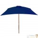 Grand Parasol Rectangle 300 X 200 X 250 cm Bleu. Poteau en bois. Raffinement et Ombre Terrasse et Jardin
