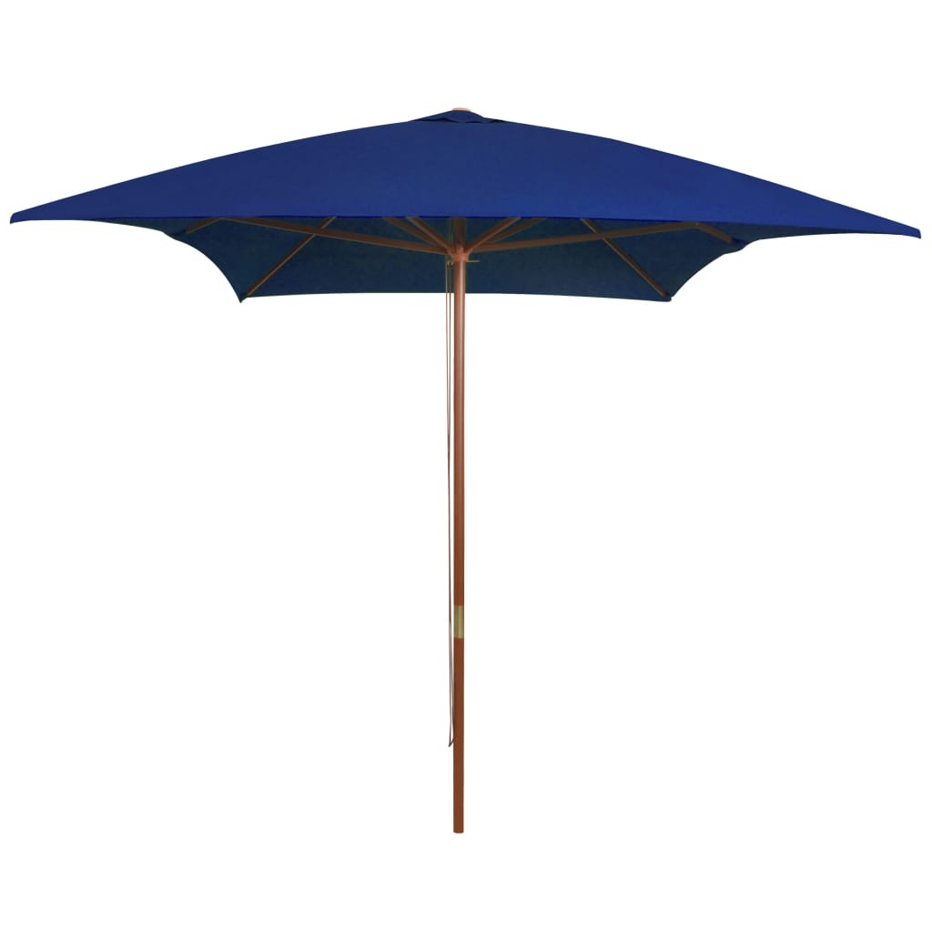 Grand Parasol Rectangle 300 X 200 X 250 cm Bleu. Poteau en bois. Raffinement et Ombre Terrasse et Jardin