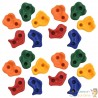 20 prises pour escalade pour enfants de max 12 ans. Avec vis de fixation incluses