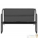 Banc de jardin en tube d'acier avec dossier. Coussin gris anthracite