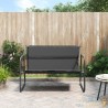 Banc de jardin en tube d'acier avec dossier. Coussin gris anthracite