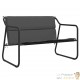 Banc de jardin en tube d'acier avec dossier. Coussin gris anthracite