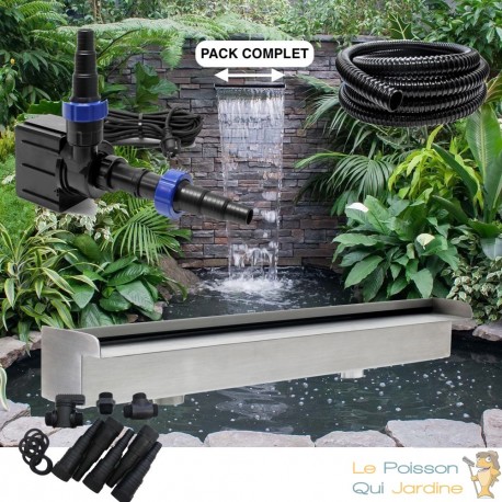 Pack Complet Cascade - Lame D'Eau 60 cm Inox , Pompe, Tuyau, Connecteurs Bassins de jardin et piscines
