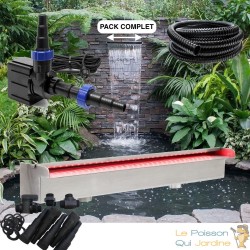Pack Complet Cascade - Lame D'Eau 60 cm Inox LED , Pompe, Tuyau, Connecteurs Bassins de jardin et piscines
