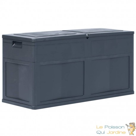 Coffre de jardin Noir Plastique Solide 116 X 46 X 60 cm 320 l de volume. Rangement facile et discret