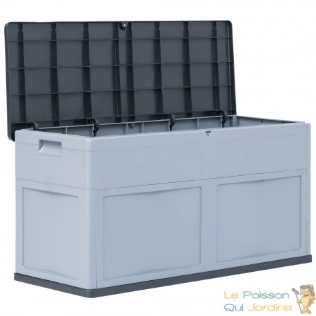 Coffre de jardin Gris Plastique Solide 116 X 46 X 60 cm 320 l de volume. Rangement facile et discret