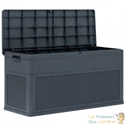 Coffre de jardin Gris Anthracite Plastique Solide 116 X 46 X 60 cm 320 l de volume. Rangement facile et discret