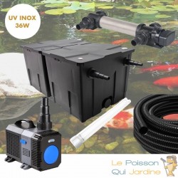 Filtre complet avec UV 36W INOX pour bassin de jardin : 10 à 15 m³ avec poissons