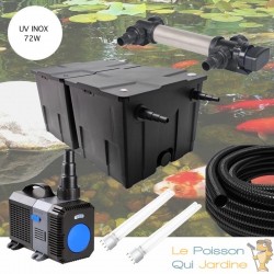 Filtre complet avec UV 72W INOX pour bassin de jardin : 10 à 15 m³ avec poissons + 2 ampoules de rechange