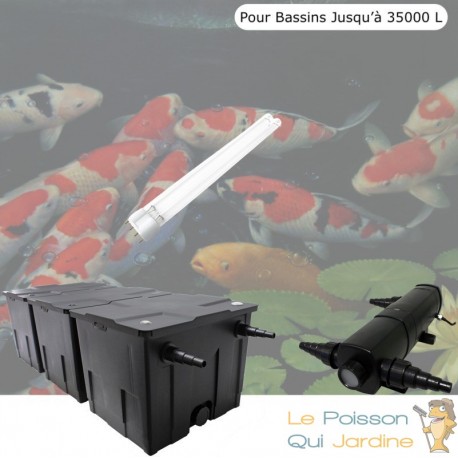 Filtre + UV 36W bassin de jardin jusqu'à 35000 litres + 1 ampoule supplémentaire