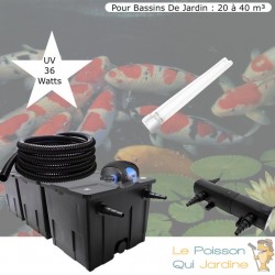 Kit Filtre bassin, Avec UV 36W, + 1 ampoule supplémentaire Pour Bassin De Jardin : 20 à 40 m³. Tout inclus