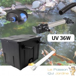 Kit De Filtration, Avec UV 36W INOX , Pour Bassin De Jardin : 5 à 10 m³ + 1 ampoule supplémentaire