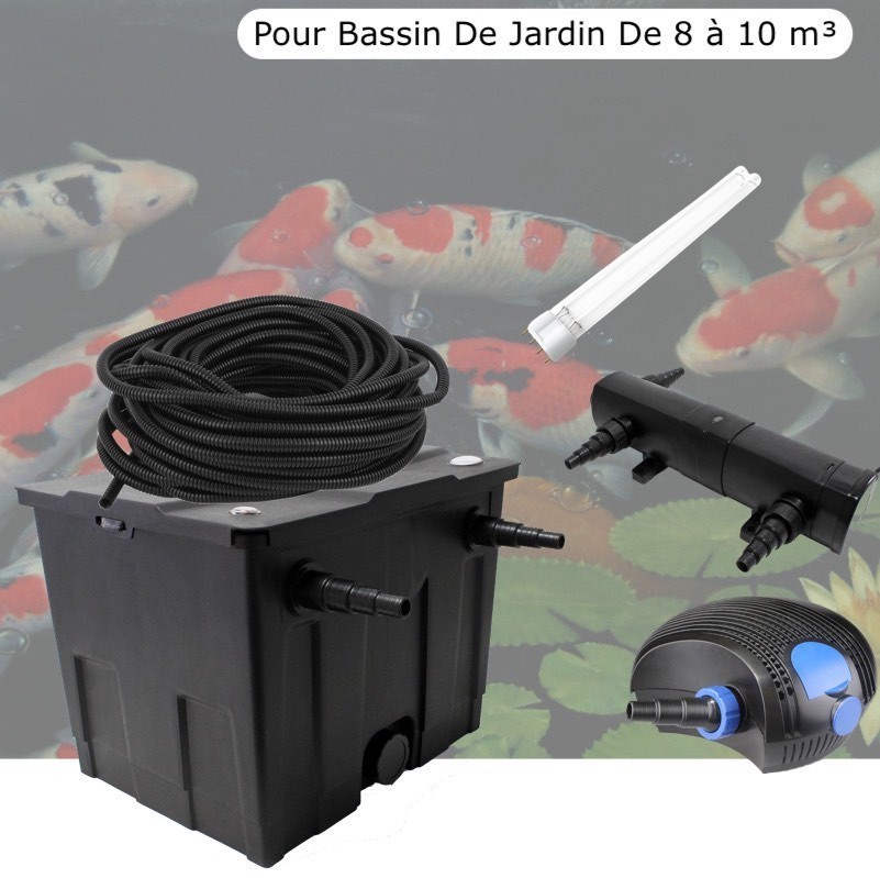 Kit De Filtration Complet Avec UV 36W + 1 ampoule supplémentaire Pour Bassin De Jardin : 8 à 10 m³
