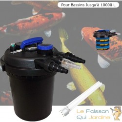 Filtre bassins de jardin sous pression UV 11W jusqu'à 10000 litres + 1 ampoule supplémentaire