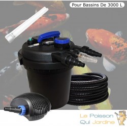 Kit Filtre Pression, UV 11W, Complet Pour Bassins De Jardin De 3000 litres + 1 ampoule UV de rechange