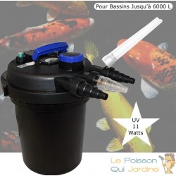 Filtre bassins de jardin sous pression UV 11W jusqu'à 6000 litres + 1 ampoule UV de rechange