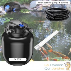 Kit Filtre Pression UV 55W, Pompe, Tuyau, + 1 ampoule UV de rechange Pour Bassins De 100000 L