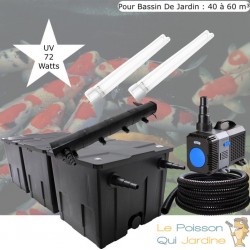 Kit de Filtration, UV 72 W, + 2 ampoules UV de rechange Pompe bassin et Filtre Pour Bassin De Jardin : 40 à 60 m³