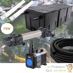 Kit Filtration UV 72 W Inox, + 2 ampoules UV de rechange Pompe Bassin, Tuyau Bassin de Jardin: 40-60 m³