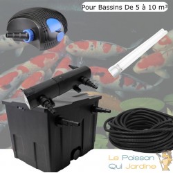 Kit De Filtration, Avec UV 18W, Pour Bassin De Jardin : 5 à 10 m³ + 1 ampoule UV de rechange