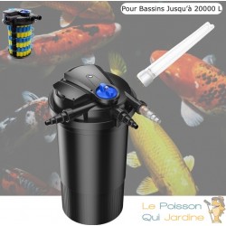 Filtre Bassin De Jardin Sous Pression, UV 18W, Max 20000L + 1 ampoule UV de rechange