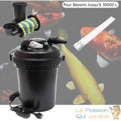 Filtre Bassin De Jardin Sous Pression, UV 18W, Bassins Jusqu'à 30000 Litres + 1 ampoule UV de rechange