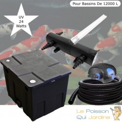 Kit Filtration Complet, UV 24W, Pour Bassins De 12000 L + 1 ampoule de rechange