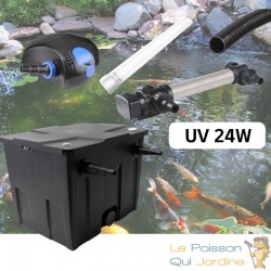 Kit De Filtration, Avec UV 24W INOX , Pour Bassin De Jardin : 5 à 10 m³ + 1 ampoule de rechange