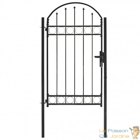 Portail de jardin en Acier 100 x 250 cm Noir et traité. Serrure et poignée incluse. Qualité