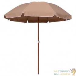 Parasol Rond 190 cm Taupe. Poteau en acier. Raffinement et Ombre Terrasse et Jardin