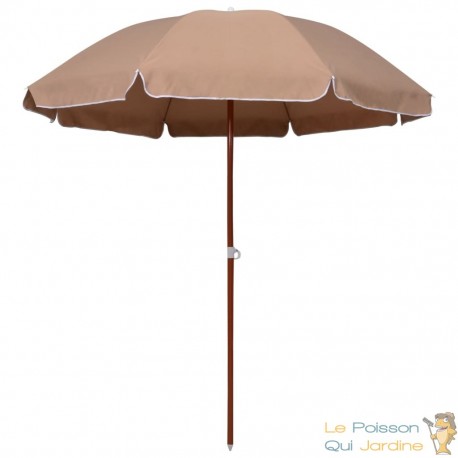 Parasol Rond 190 cm Taupe. Poteau en acier. Raffinement et Ombre Terrasse et Jardin