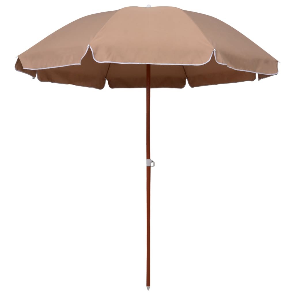 Parasol Rond 190 cm Taupe. Poteau en acier. Raffinement et Ombre Terrasse et Jardin