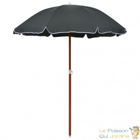 Parasol Rond 190 cm Gris Anthracite. Poteau en acier. Raffinement et Ombre Terrasse et Jardin