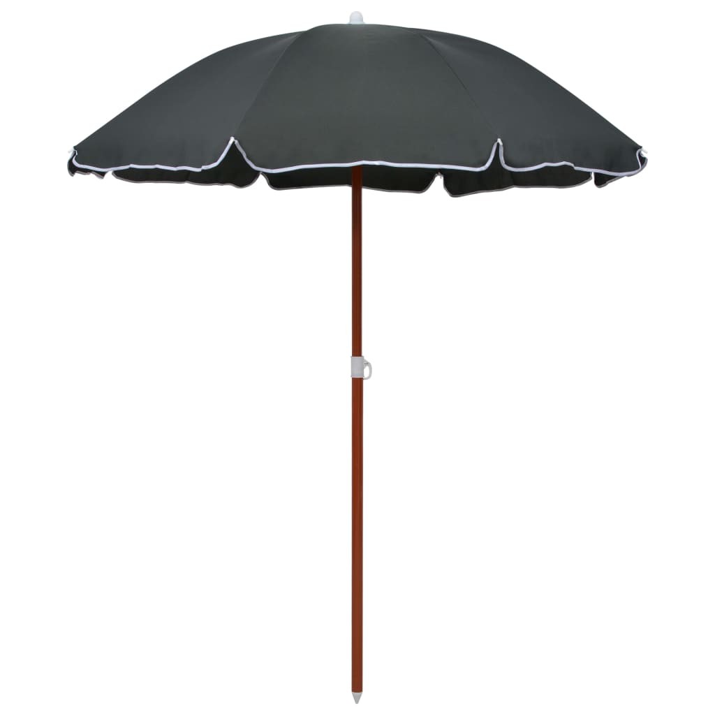 Parasol Rond 190 cm Gris Anthracite. Poteau en acier. Raffinement et Ombre Terrasse et Jardin