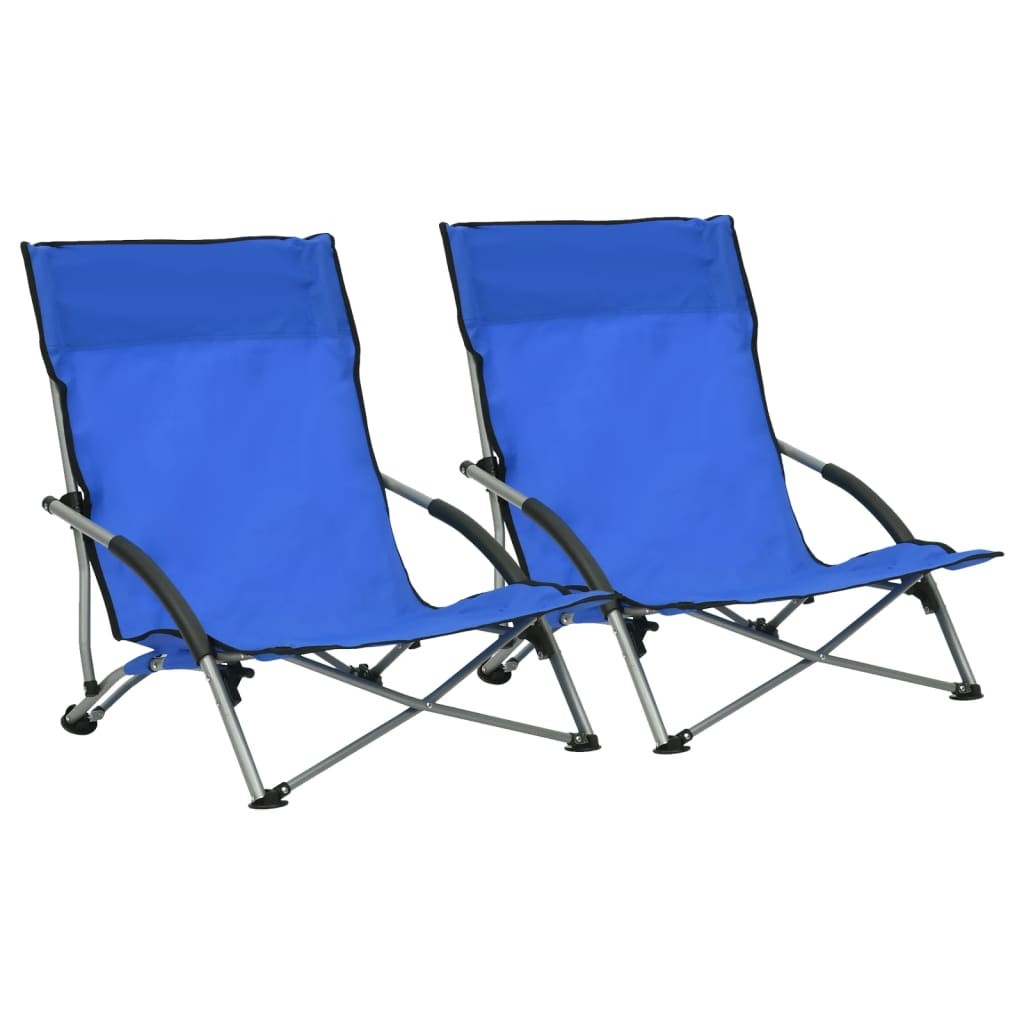 2 Chaises Pliables Basses Bleues de camping ou de plage moderne et de qualité