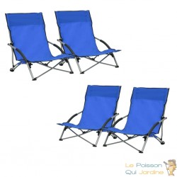 4 Chaises Pliables Basses Bleues de camping ou de plage moderne et de qualité