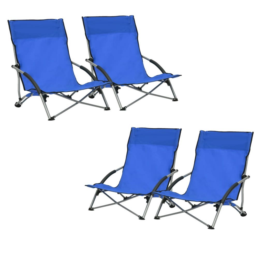 4 Chaises Pliables Basses Bleues de camping ou de plage moderne et de qualité