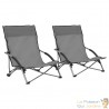 2 Chaises Pliables Basses Grises de camping ou de plage moderne et de qualité