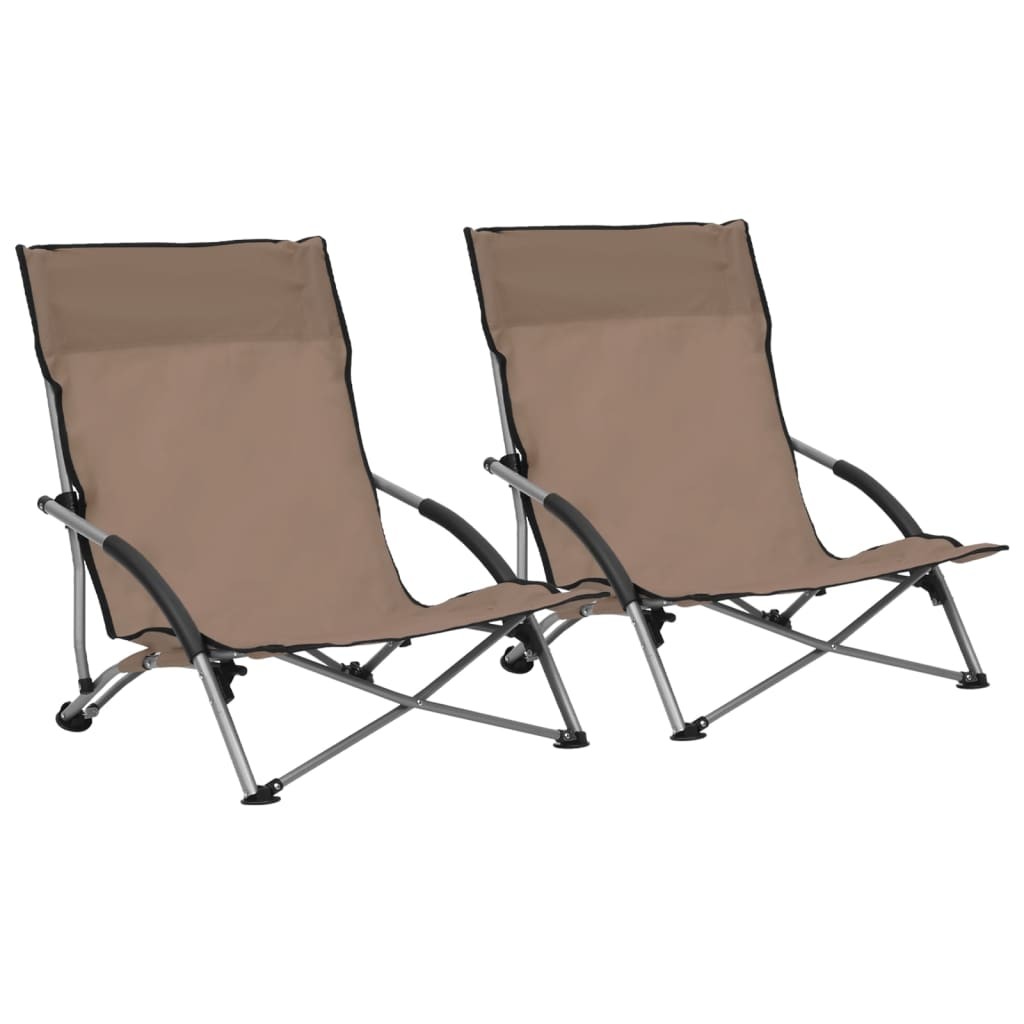 2 Chaises Pliables Basses Marron de camping ou de plage moderne et de qualité