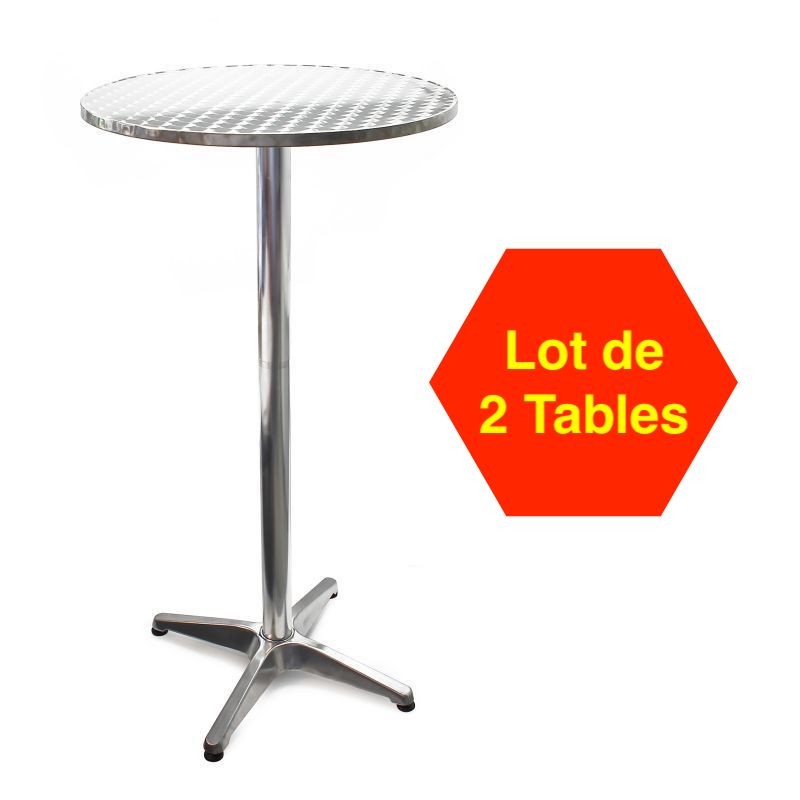 2 Tables Hautes Style Bistrot Bar 114 cm et dimaètre 60 cm. Aluminium Idéal Soirée , Terrasse, Barbecue, Fêtes