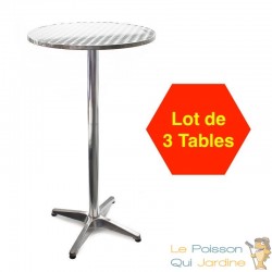 3 Tables Hautes Style Bistrot Bar 114 cm et dimaètre 60 cm. Aluminium Idéal Soirée , Terrasse, Barbecue, Fêtes