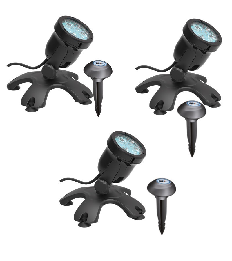 3 Spots Led Bassin 6W + CAPTEUR. Éclairage Bassin De Jardins Et Piscine