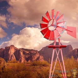 Éolienne Décorative U.S Verte Pour Jardin, Style Éolienne Américaine