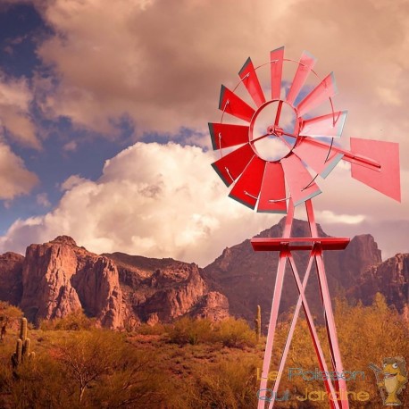 Éolienne Décorative U.S Verte Pour Jardin, Style Éolienne Américaine
