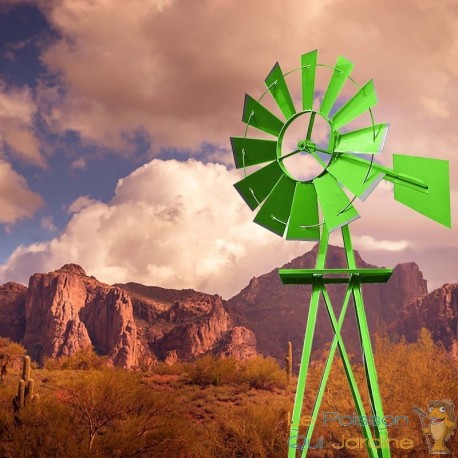 Éolienne Décorative U.S Verte Pour Jardin, Style Éolienne Américaine