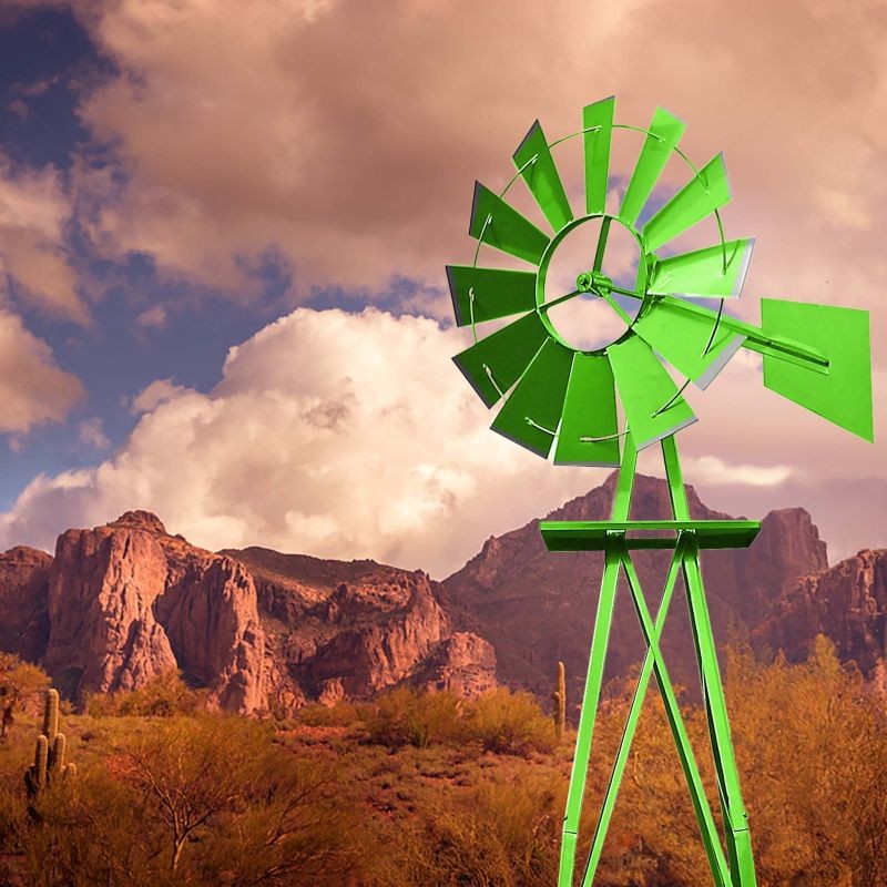 Éolienne Décorative U.S Verte Pour Jardin, Style Éolienne Américaine