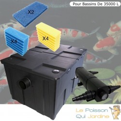 Filtre + UV 72W, Pour Bassin De Jardin Jusqu'à 35000 L + 10 Mousses de remplacement