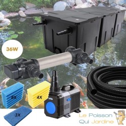 Kit de Filtration complet avec UV 36W + Jeu de mousses pour bassin de jardin : 40 à 60 m³